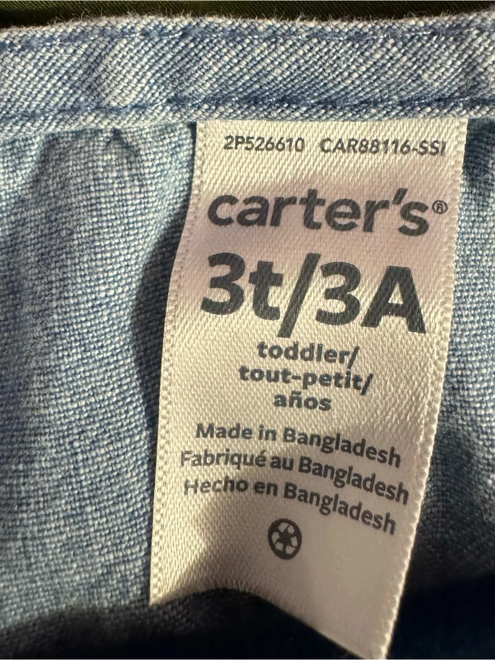 Carter's Light Denim Blue Button-Front Tiered Dress